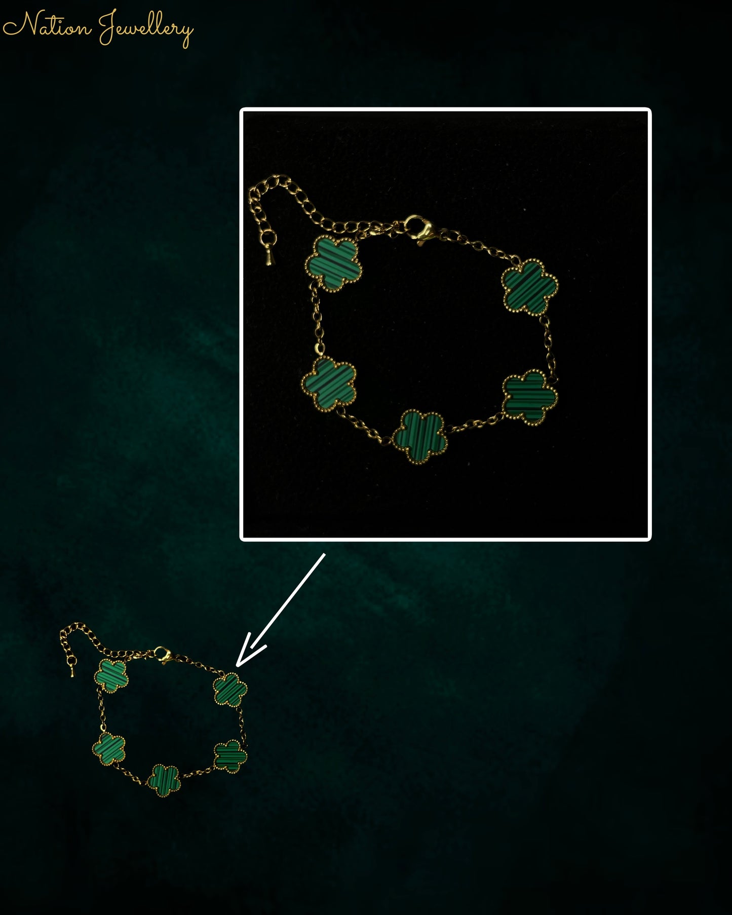 Clové Armband - Guld/Grön