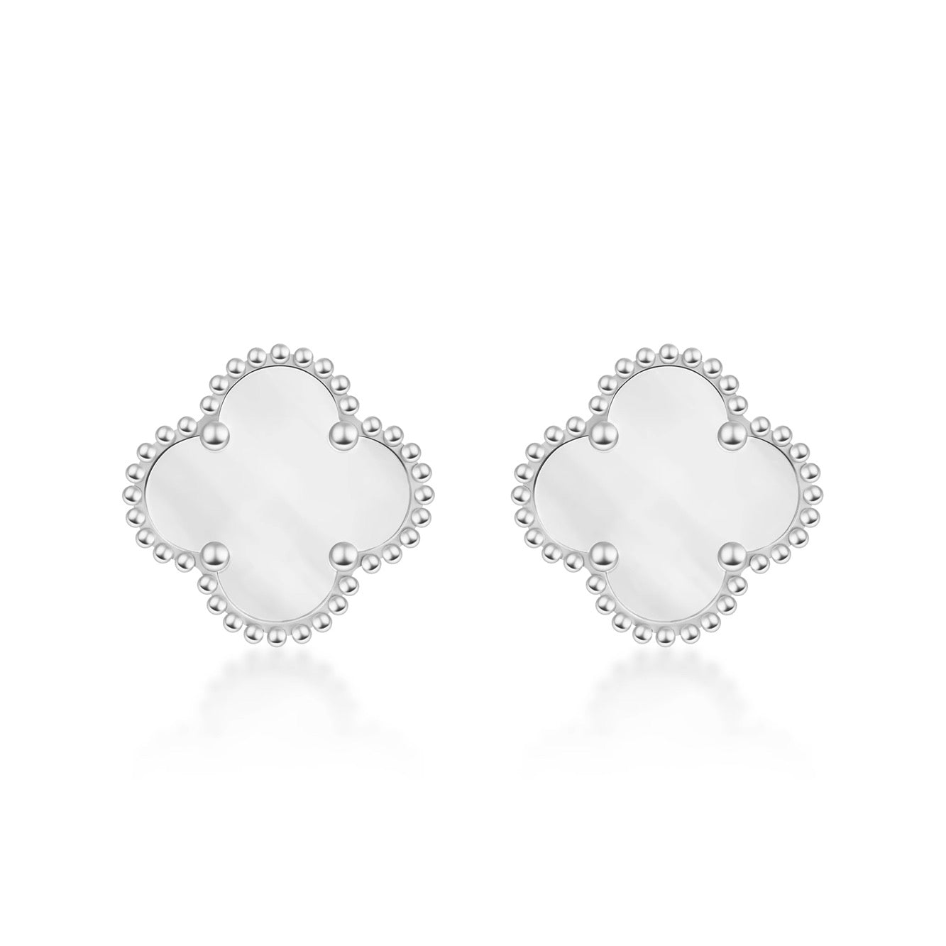 ÖRHÄNGEN CLOVÉ – SILVER/VIT