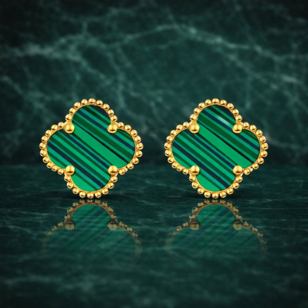 ÖRHÄNGEN CLOVÉ – GULD/GRÖN