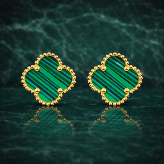 ÖRHÄNGEN CLOVÉ – GULD/GRÖN