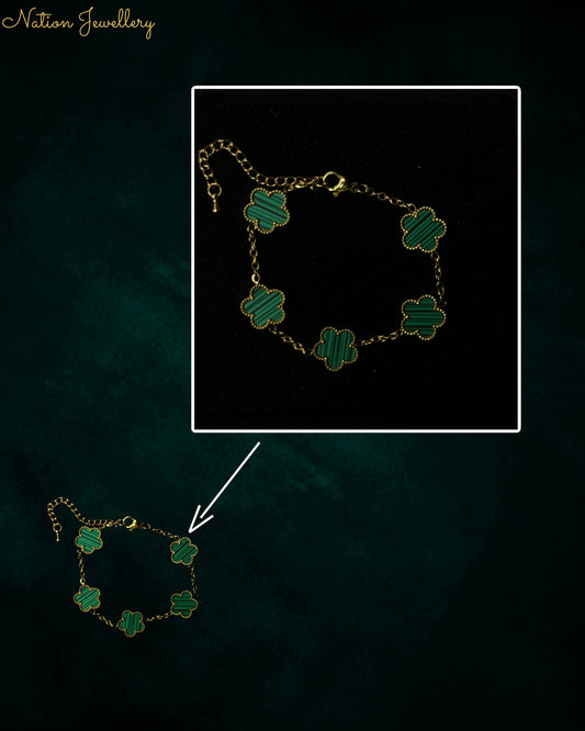 Clové Armband - Guld/Grön